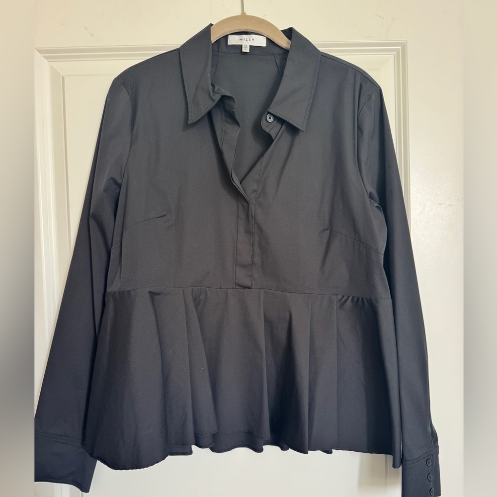 Milly Peplum Button up Elevated Office Wear Size 10 NWOT